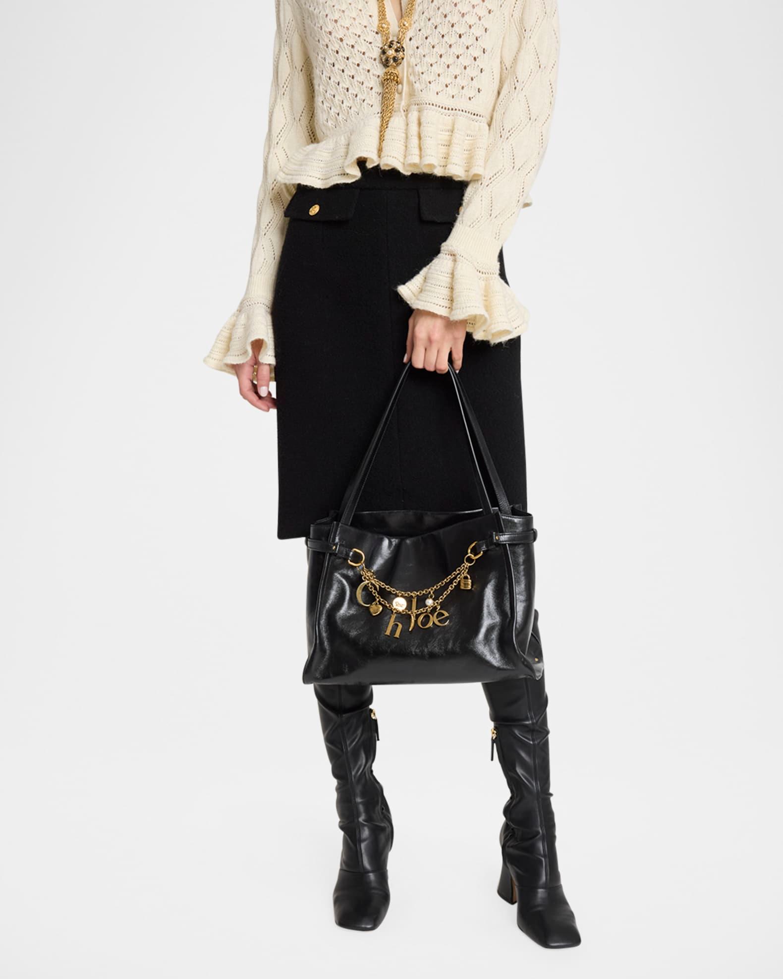 Logo Charms Tote Bag in Shiny Leather  Product Image