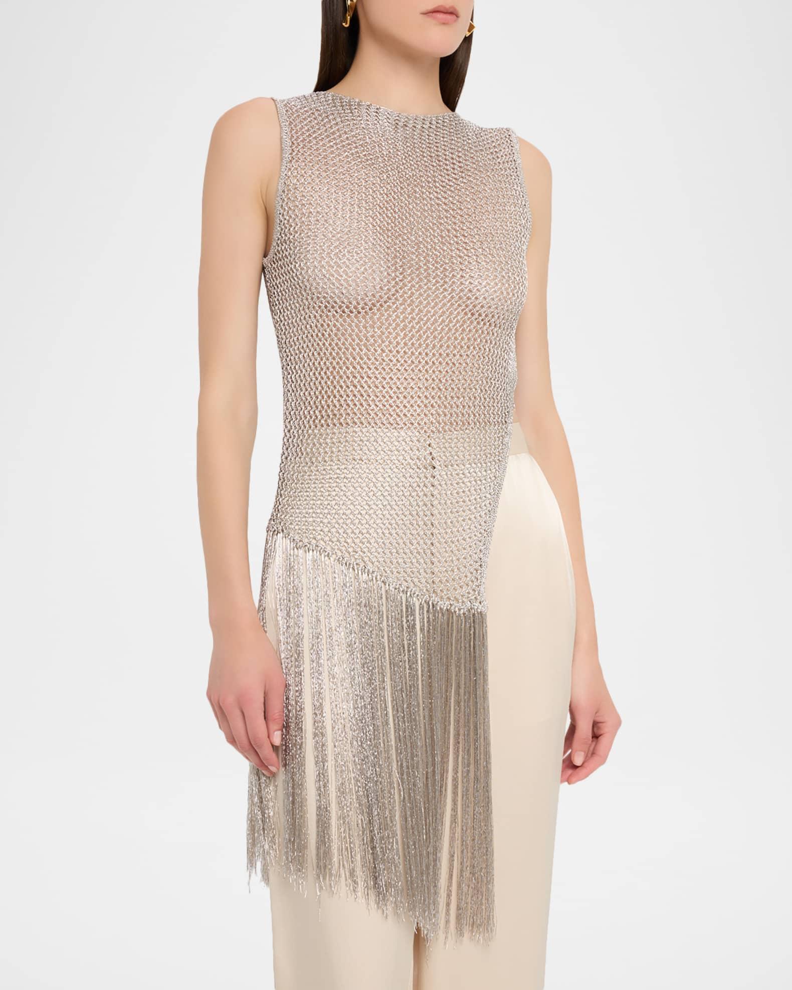 Asymmetric Metallic Net Fringe Top Product Image