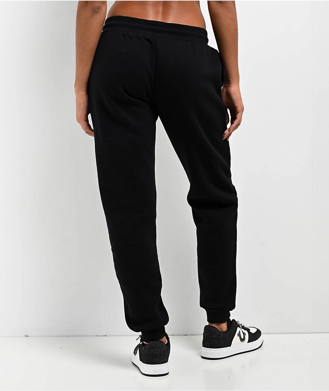 True Religion Crystal Wing Black Jogger Sweatpants Product Image