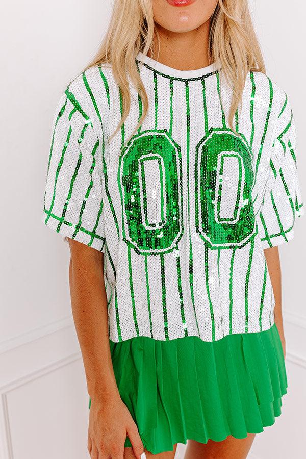 Spirit Squad Sequin Top in Green Product Image