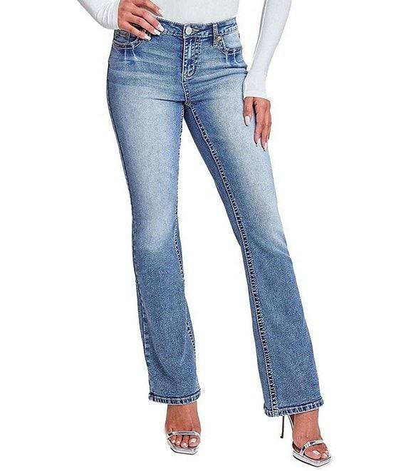 YMI Jeanswear Mid Rise Heavy Stitch Bootcut Jeans Product Image