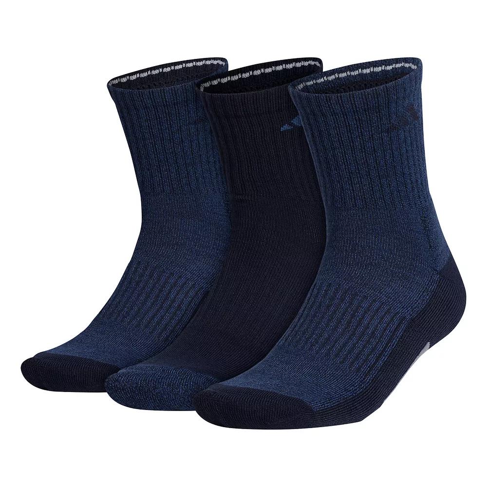 Men's adidas 3-pack Cushioned Mid-Crew Socks, Size: 6-12, Black Marine Blue Gray Product Image