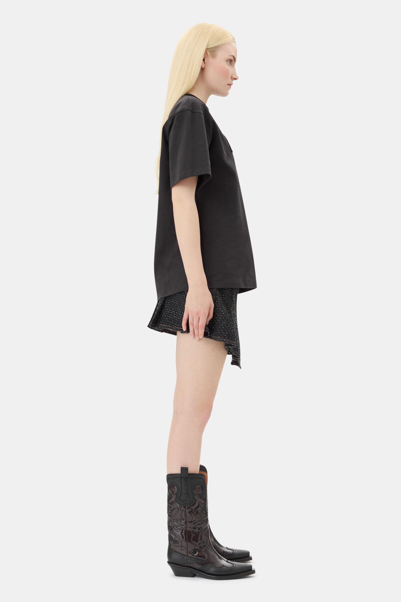 Black Heavy Cotton Drop Shoulder T-shirt Product Image