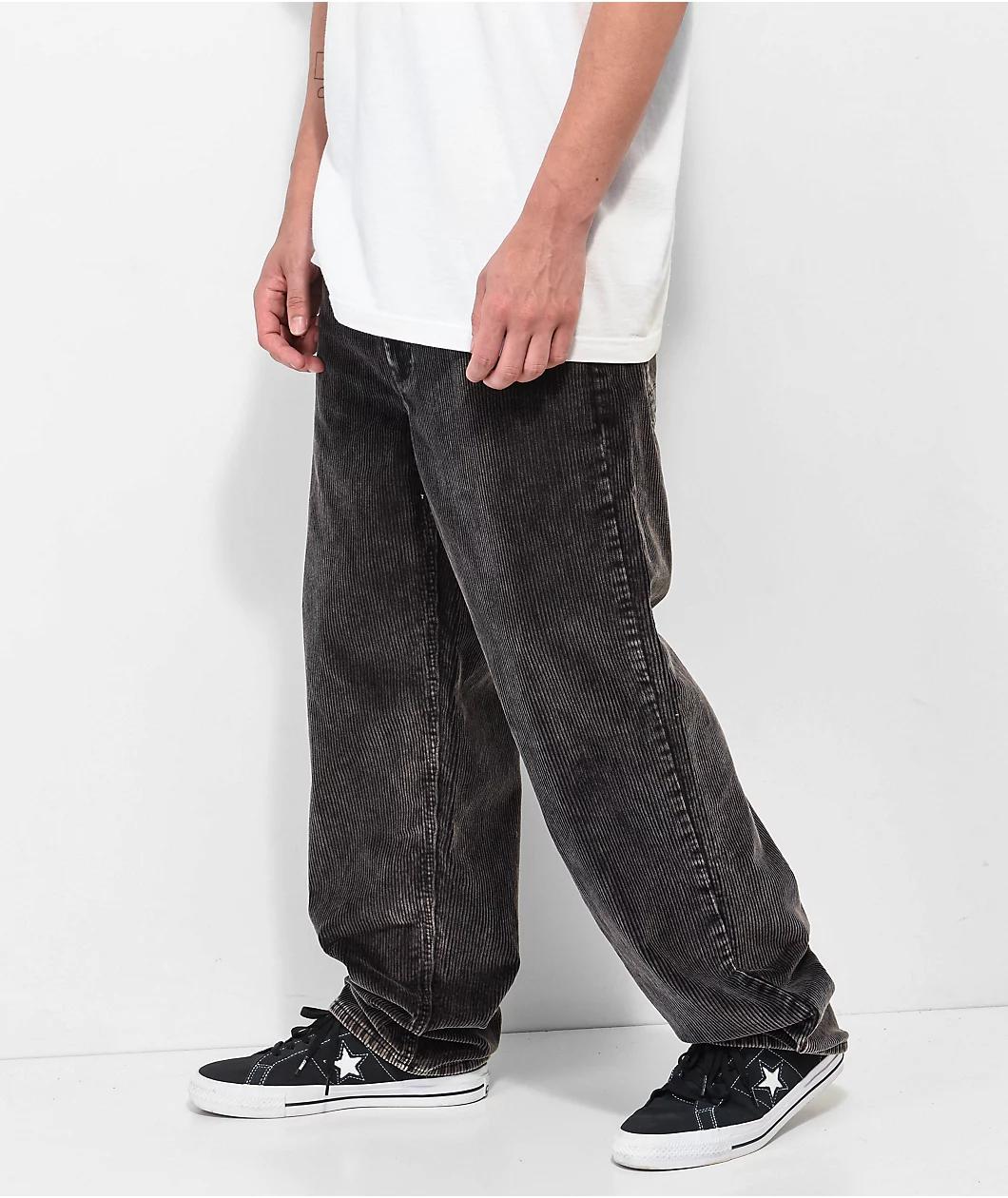 Empyre Loose Fit Sk8 Black Acid Wash Corduroy Skate Pants Product Image