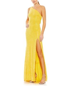 Mac Duggal Sequined One Shoulder Draped Back Gown Product Image