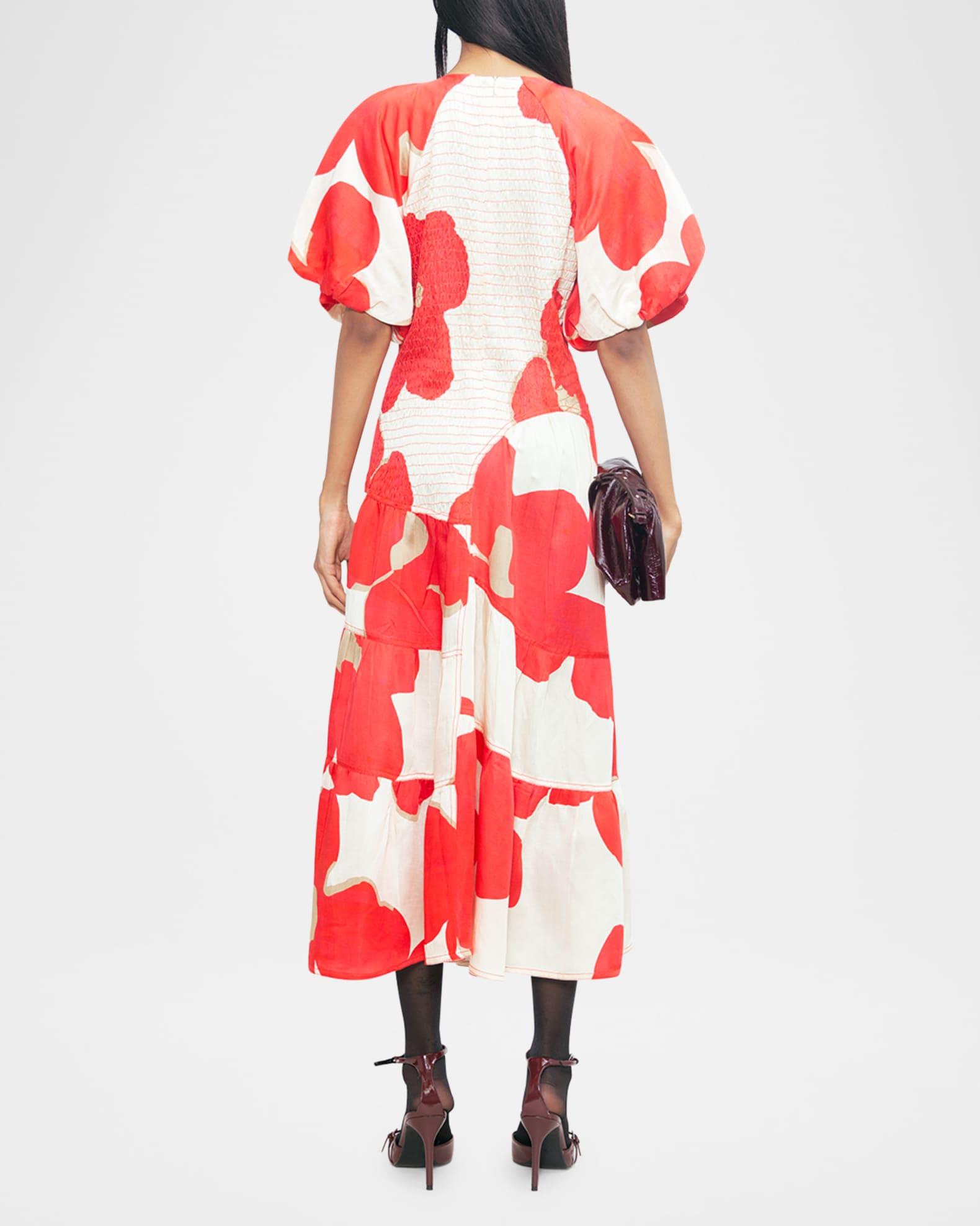 Valencia Smocked Floral-Print Midi Dress Product Image