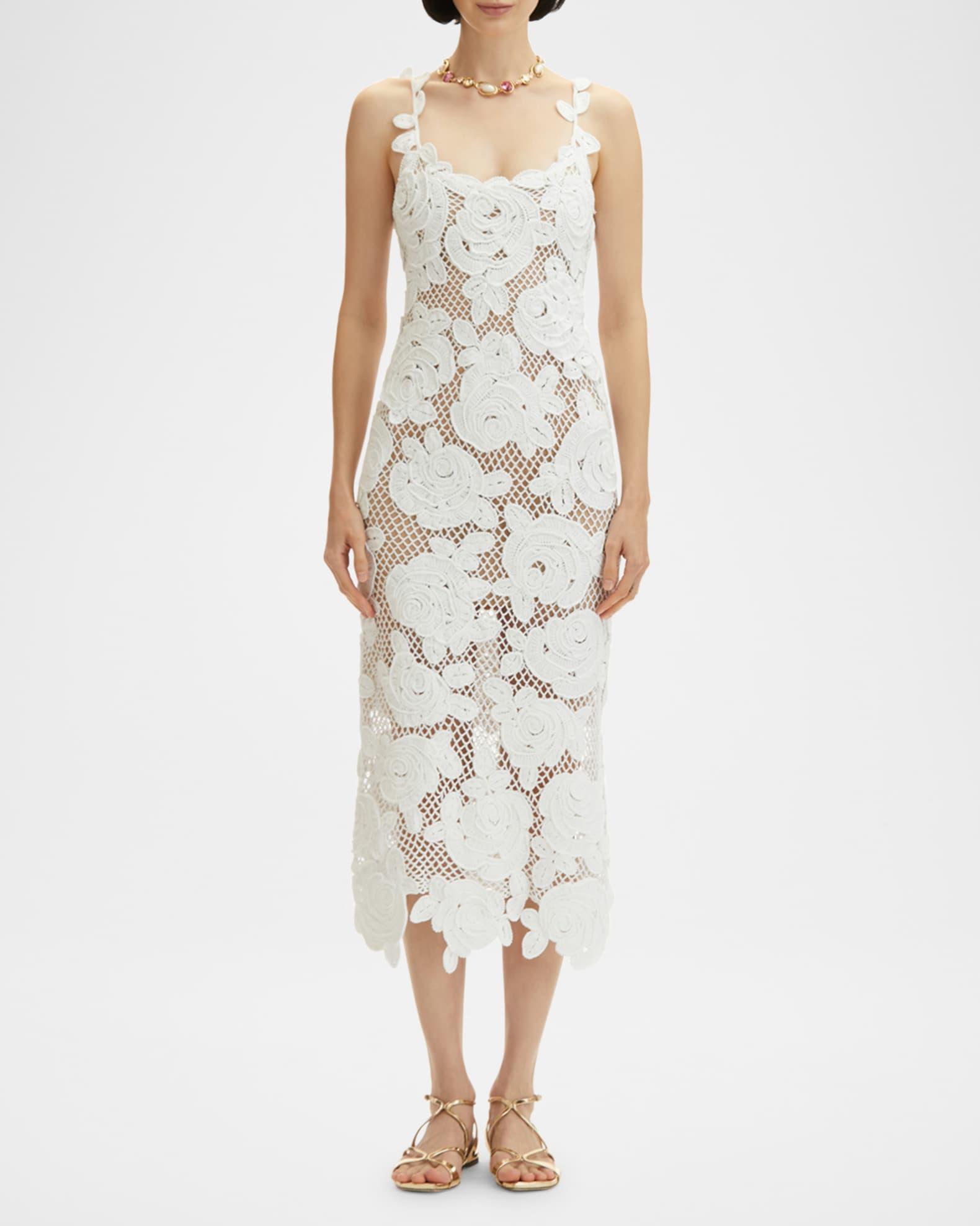 Rose Crochet Knit Sleeveless Midi Dress Product Image