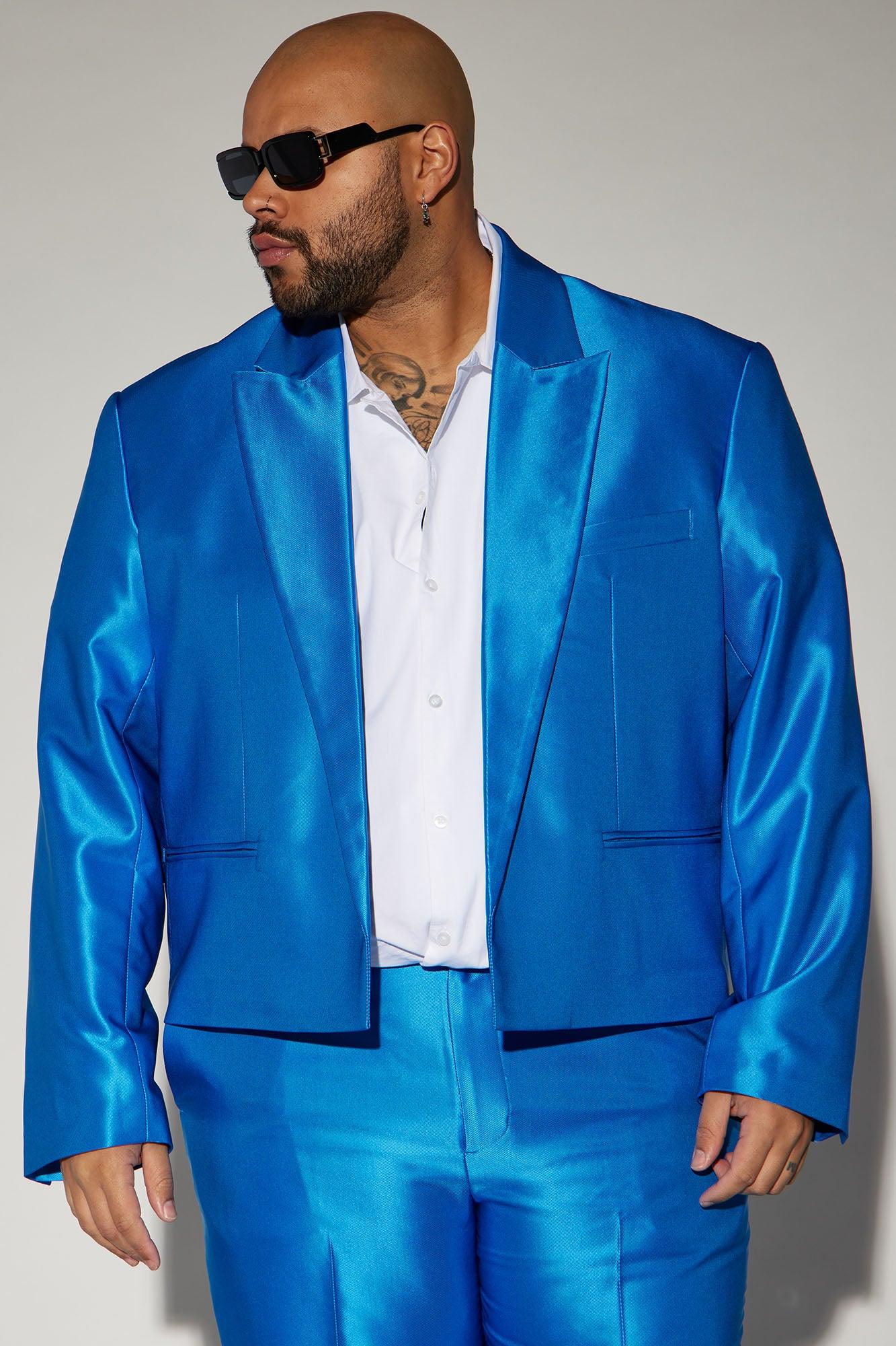 Money Routine Cropped Suit Jacket - Blue Product Image