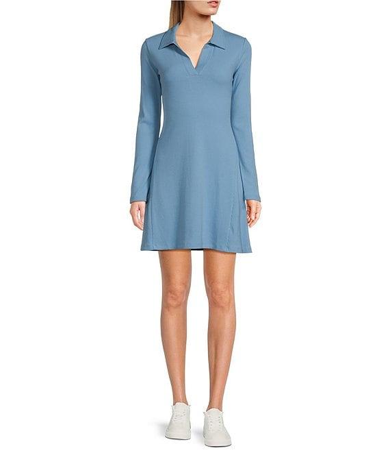 Copper Key Collared Ribbed Knit Dress Product Image