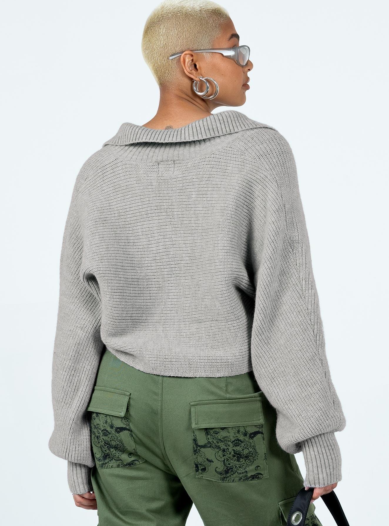 Tiara Cropped Sweater Grey Product Image