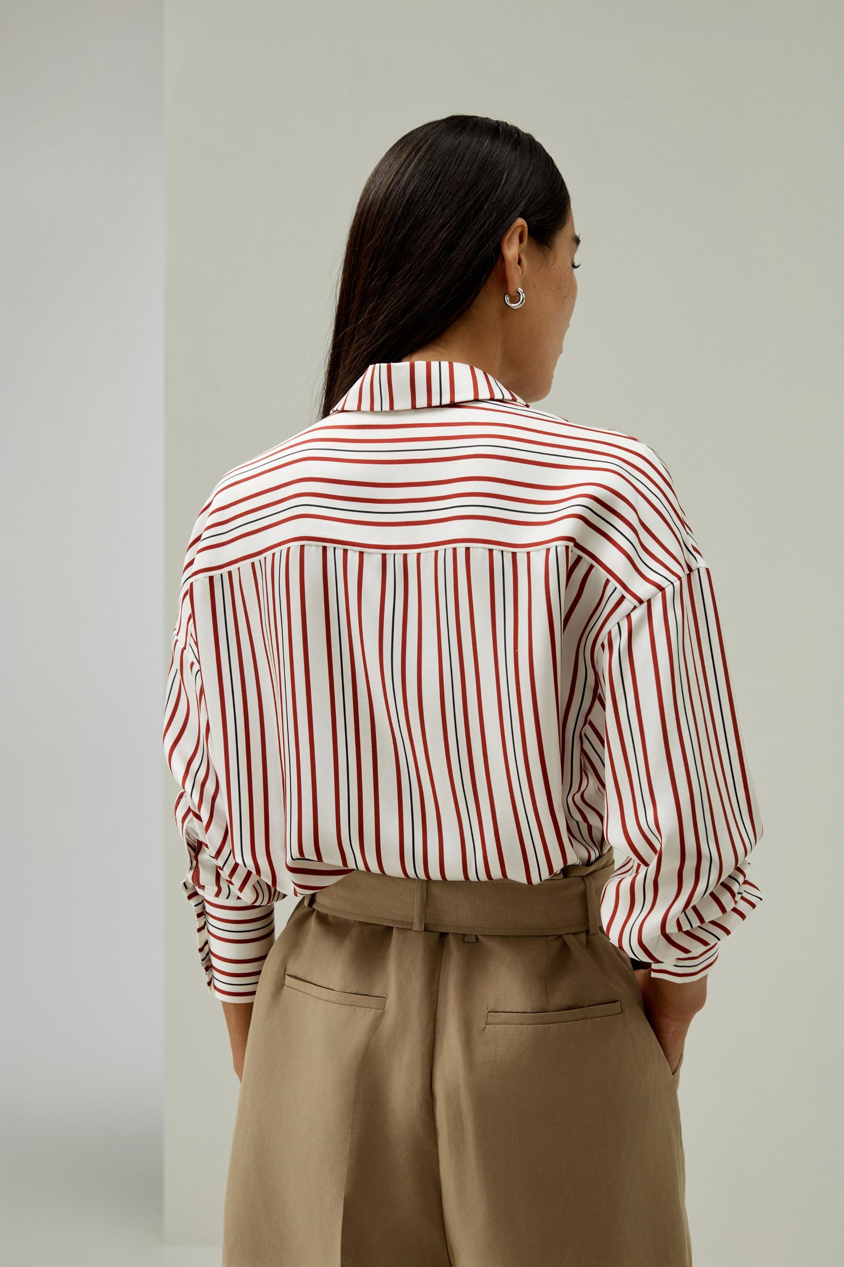 Oversized Striped Silk-Twill Shirt Product Image