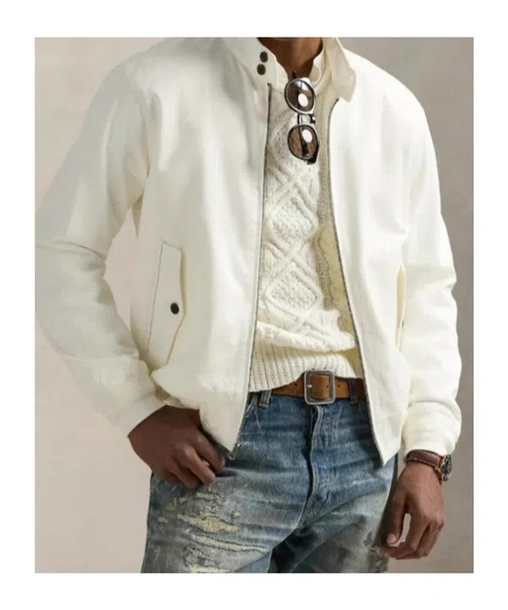 POLO RALPH LAUREN Logo-embroidered Cotton-twill Bomber Jacket In White Product Image