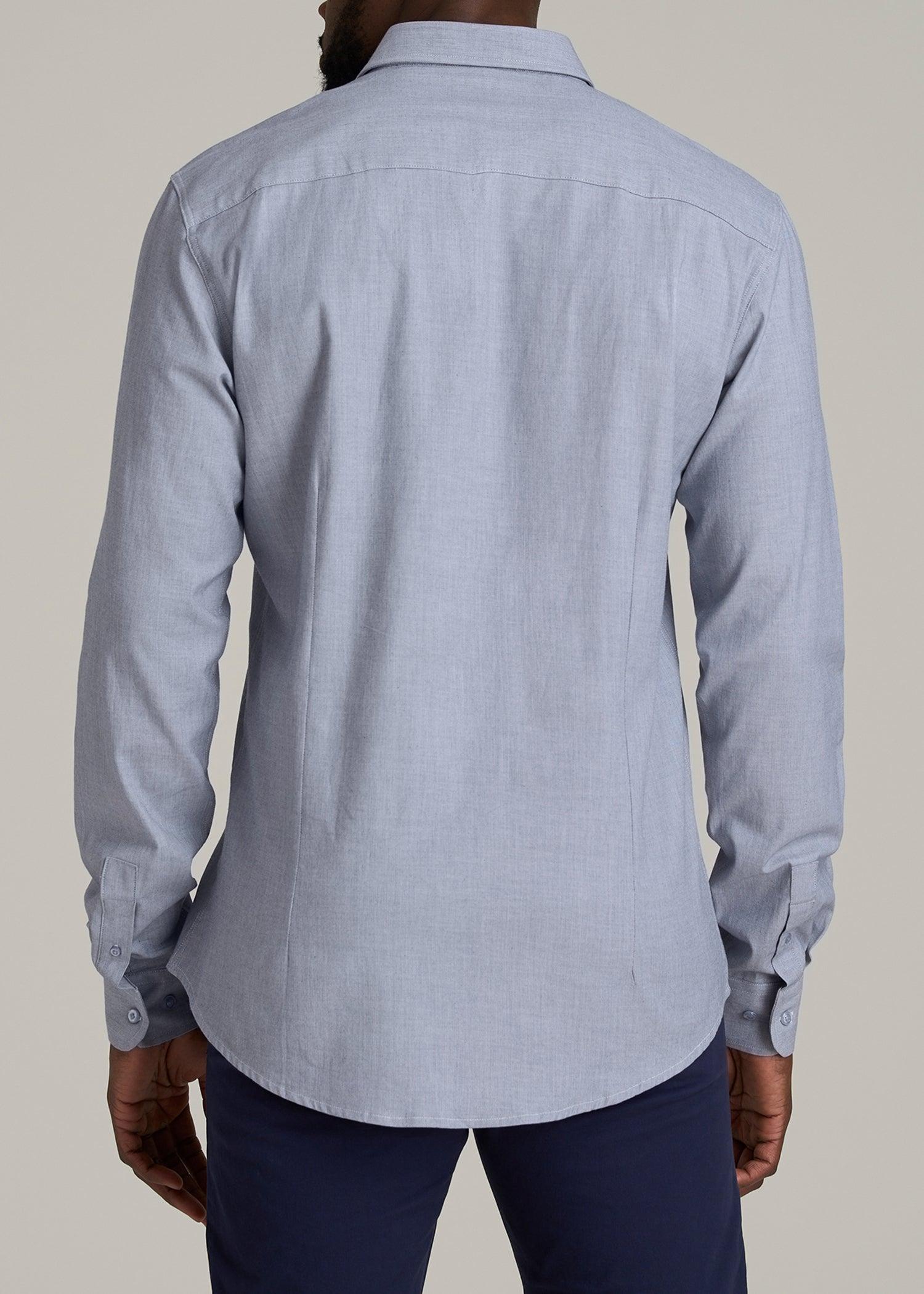 Oskar Button-Up Dress Shirt for Tall Men in Navy Micro Texture Male Product Image