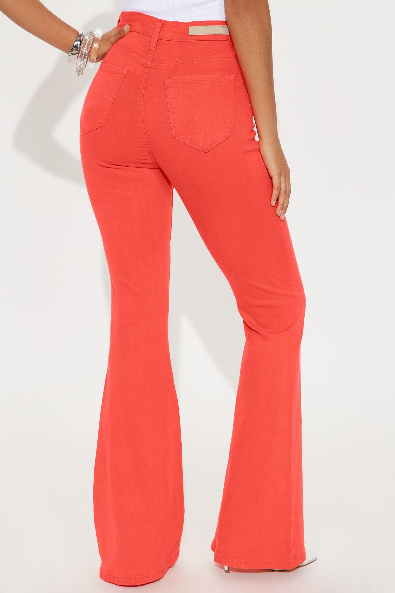 Sunset Hour High Rise Flare Jeans - Orange Female Product Image