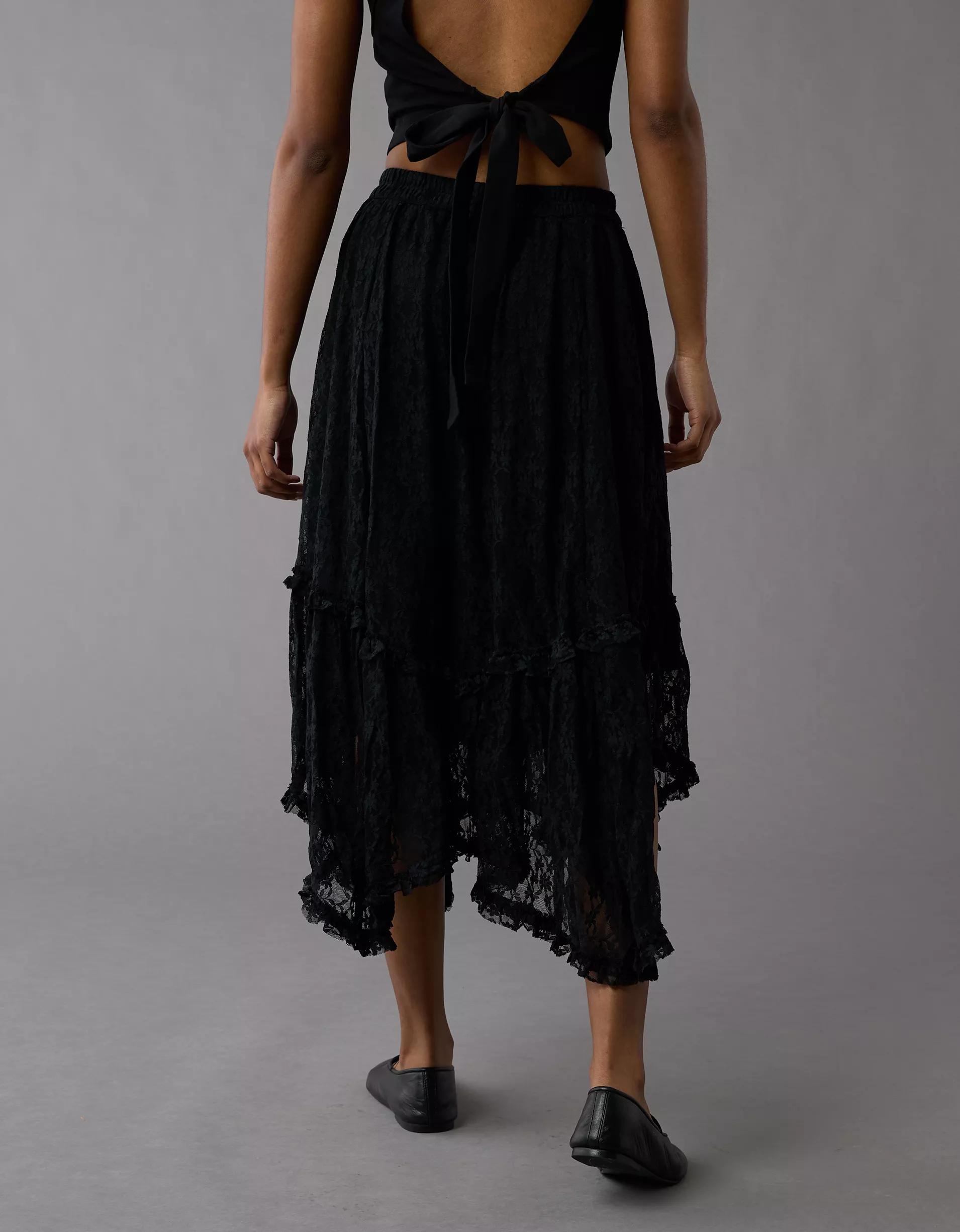 AE Lace Handkerchief Hem Maxi Skirt Product Image