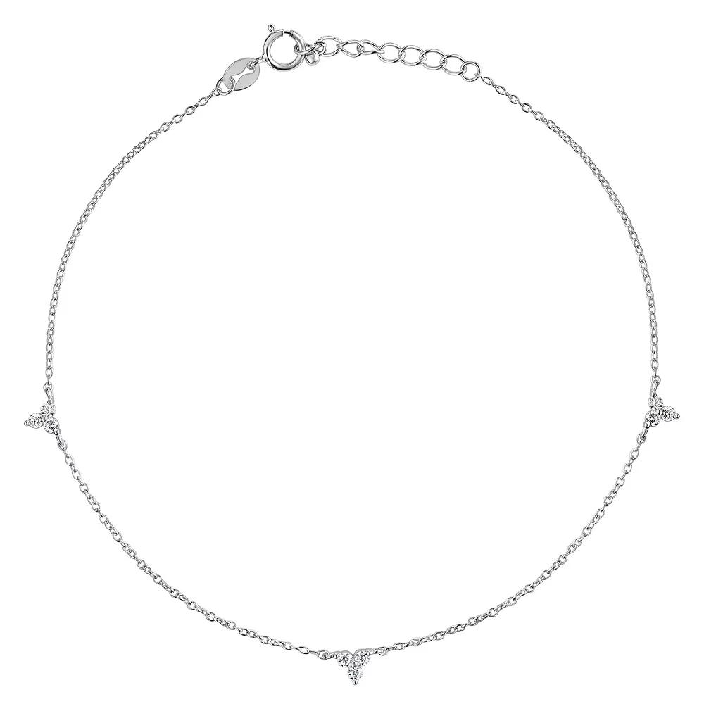 PRIMROSE Sterling Silver Cubic Zirconia Station Anklet, Women's, Size: 9" Product Image