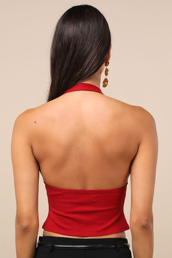 Antonette Red Halter Neck Top Product Image