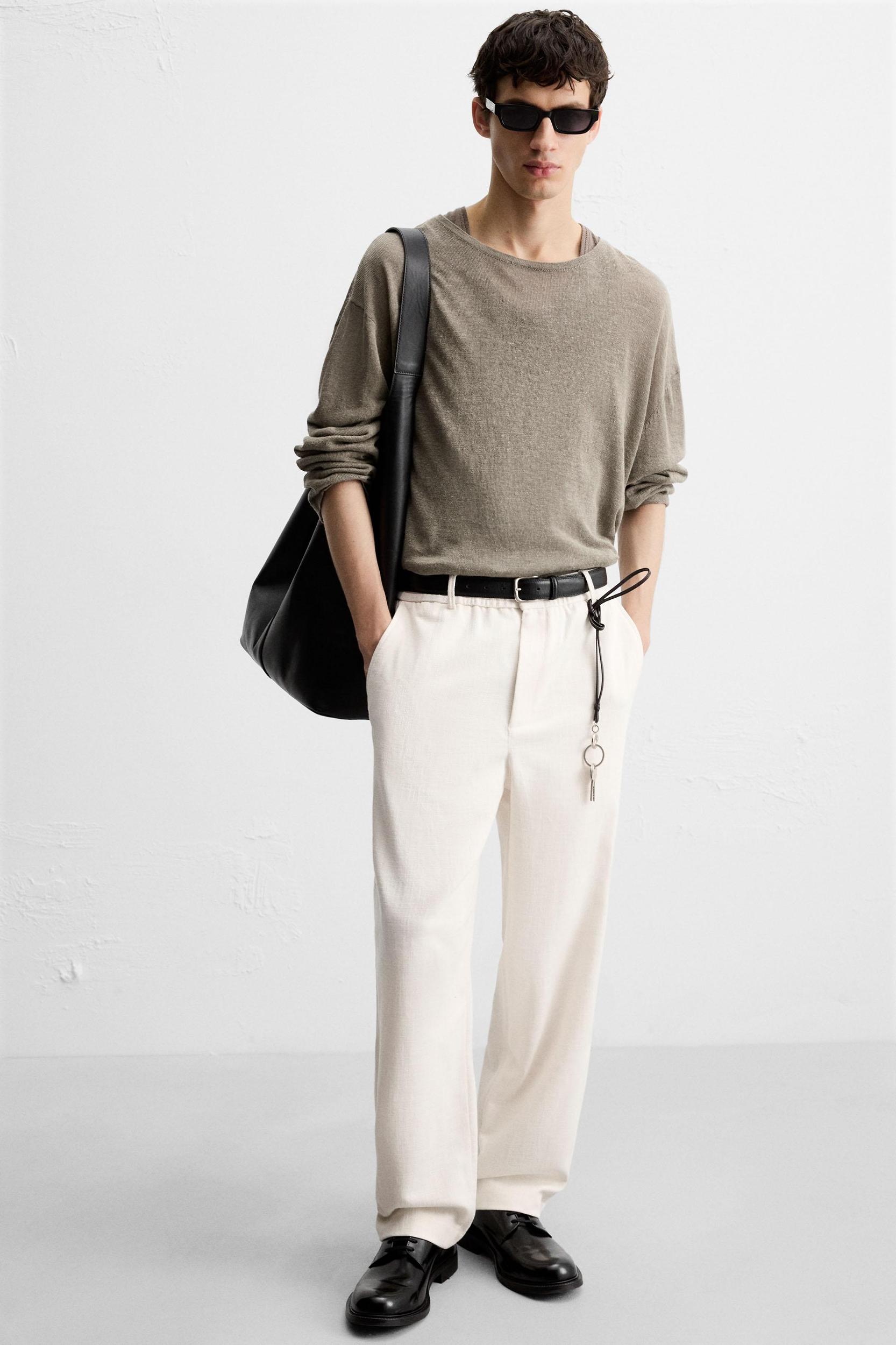 TEXTURED REGULAR FIT PANTS Product Image