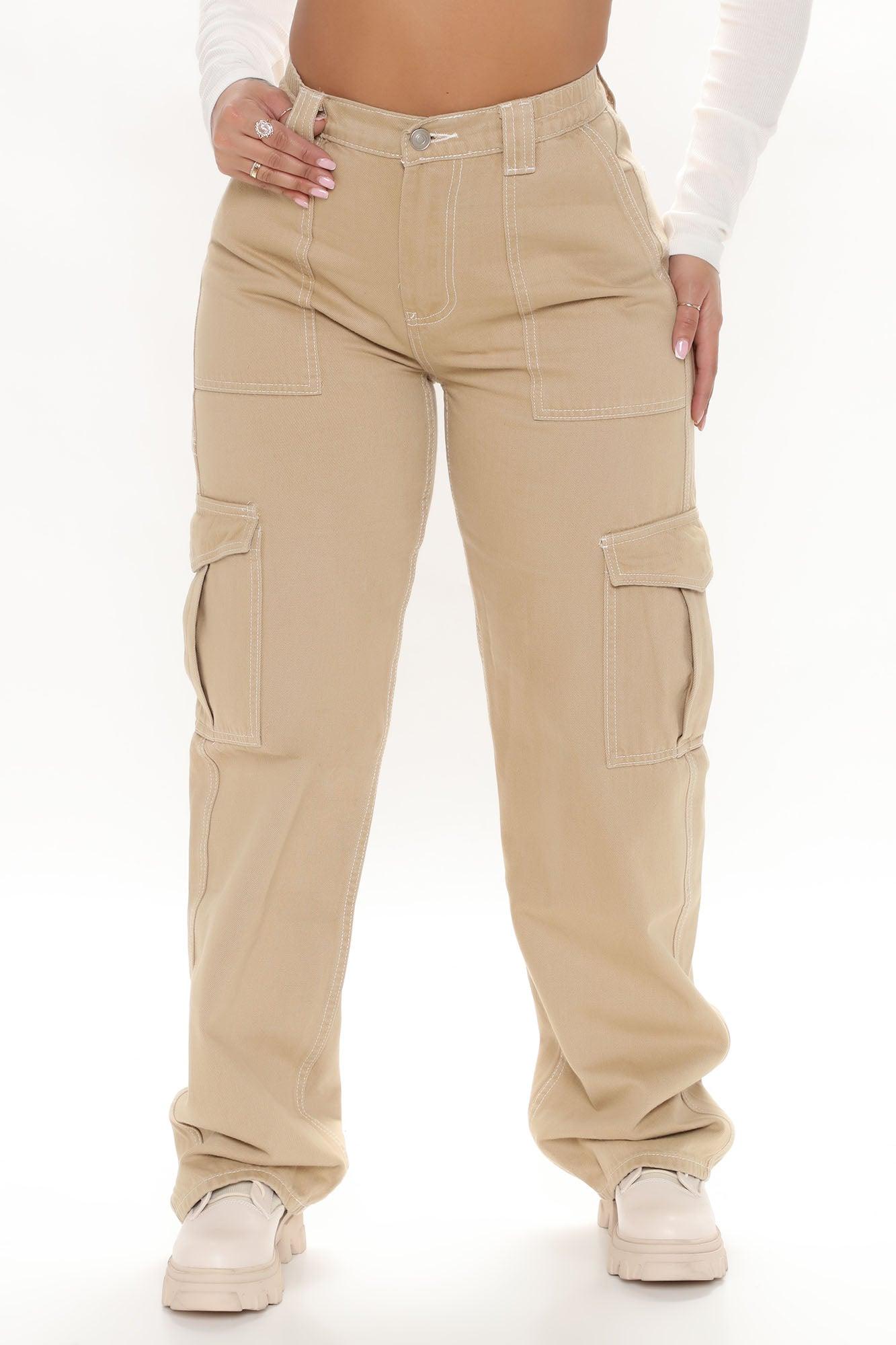 Give Me A Break Cargo Carpenter Jeans - Khaki Product Image