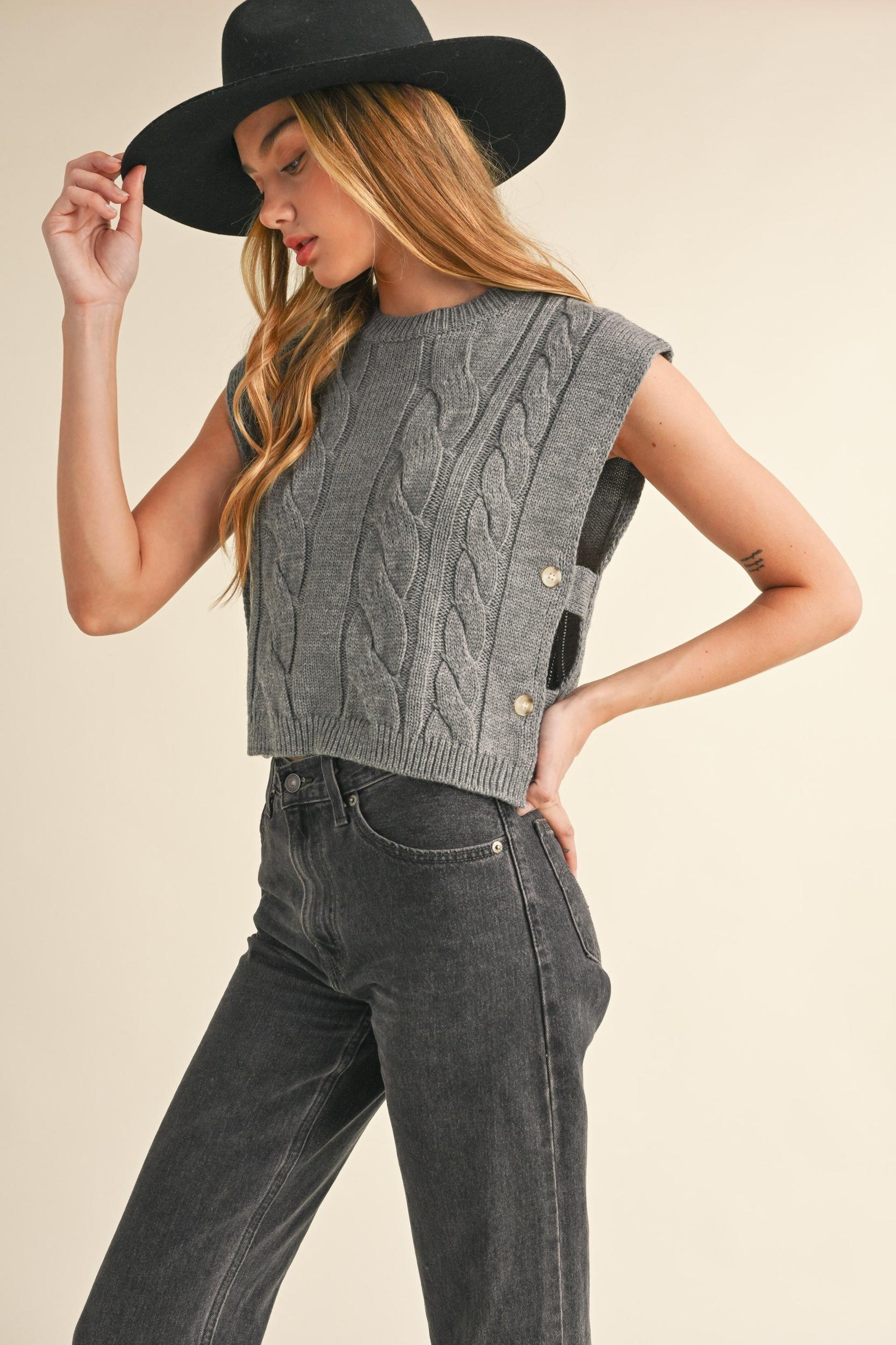 Cable Knit Open Side Vest Product Image
