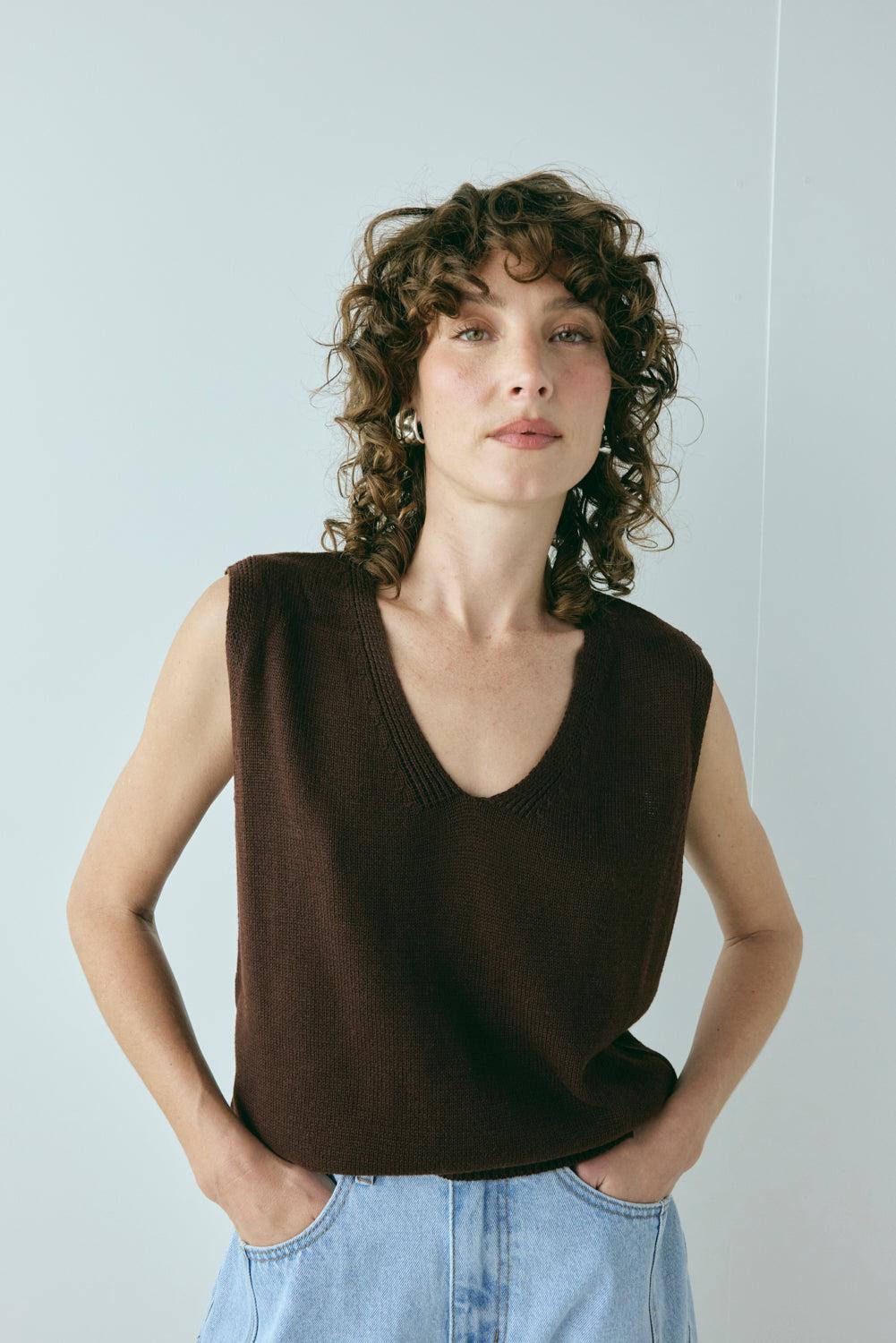 Hadley Knit Vest Chocolate Product Image