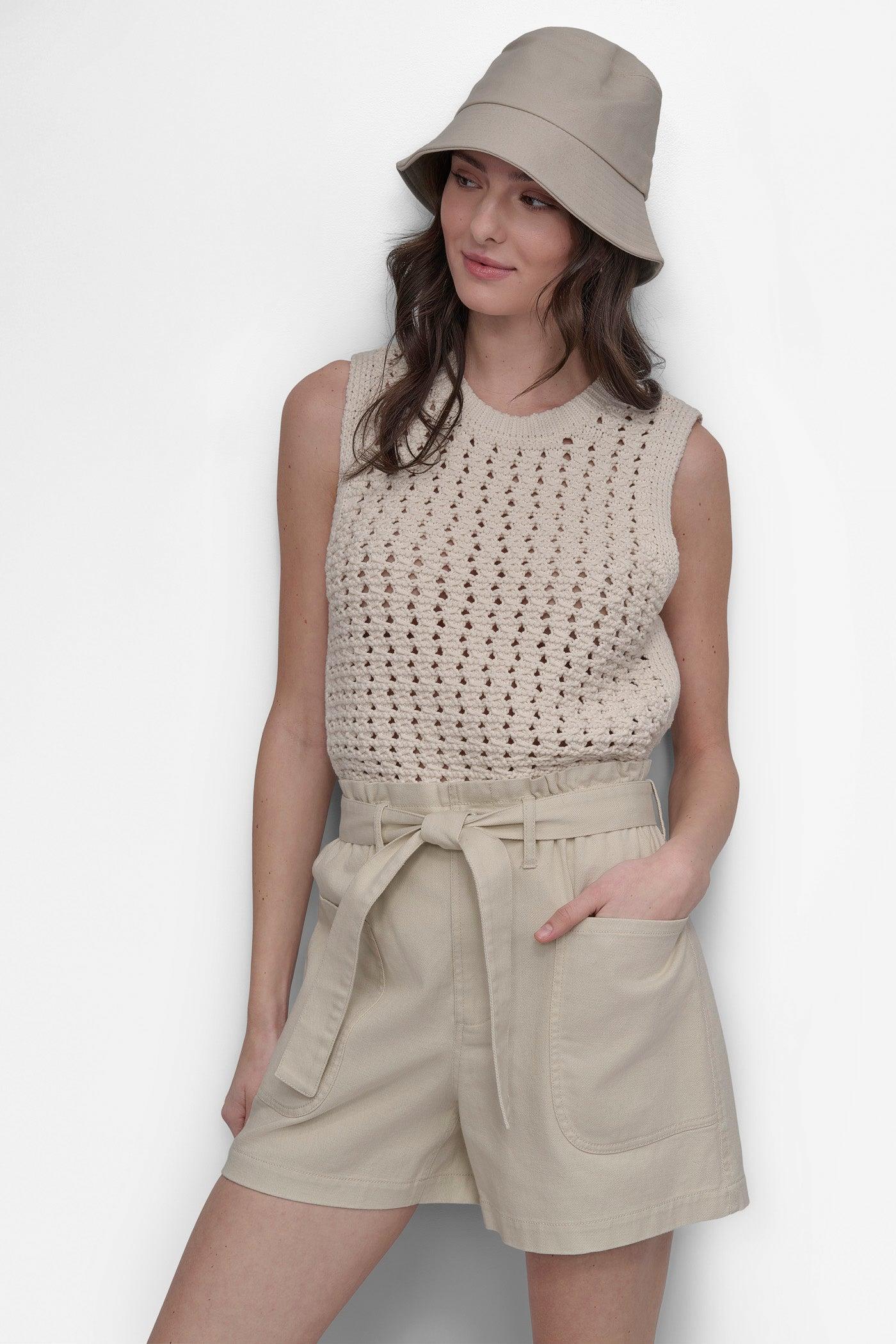 HIGH WAIST PAPER BAG SHORT WITH SELF BELT Product Image