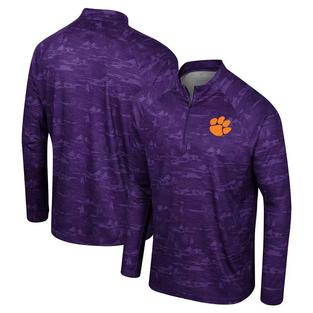 Men's Colosseum Purple Clemson Tigers Carson Raglan Quarter-Zip Jacket, Size: Medium Product Image
