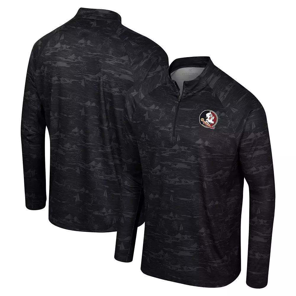 Men's Colosseum Black Florida State Seminoles Carson Raglan Quarter-Zip Jacket,  Product Image