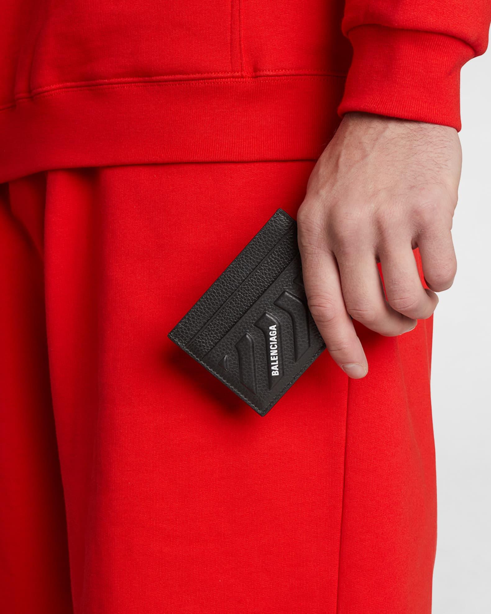 Men's Embossed Leather Logo Card Holder Product Image