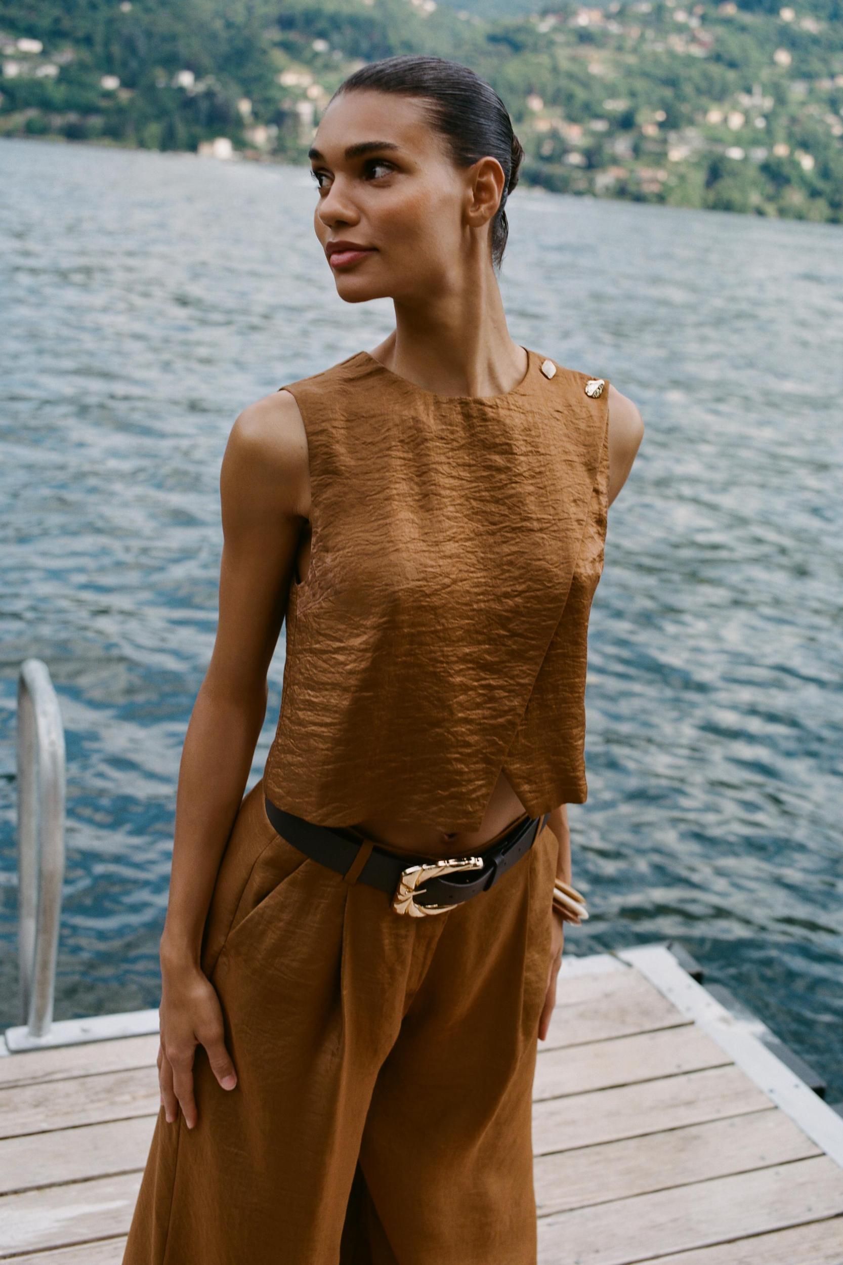 SATIN EFFECT WRAP TOP Product Image