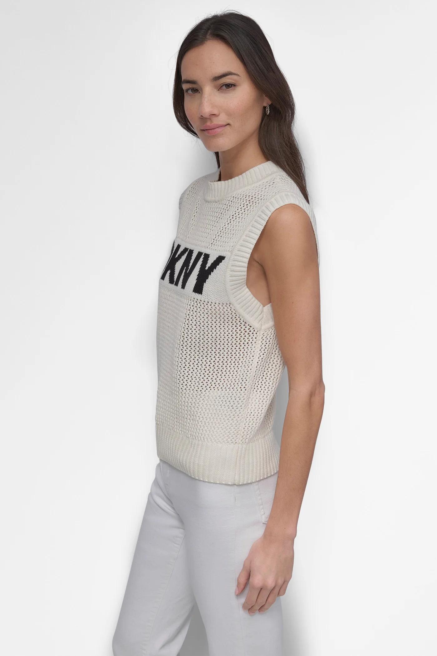 SLEEVELESS LOGO CREW NECK POINTELLE STITCH Product Image