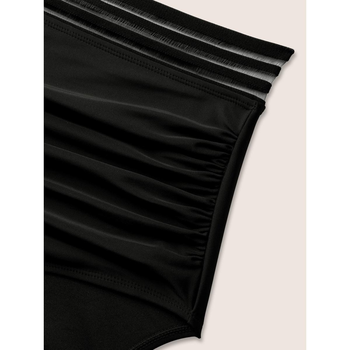 Plus Size Woven Ribbon Gathered High stretch Swim Bottom Women's Swimwear Indigo Beach Woven ribbon&lace trim High stretch Skinny High Rise Curve Swim Bottoms BloomChic 10/M Product Image