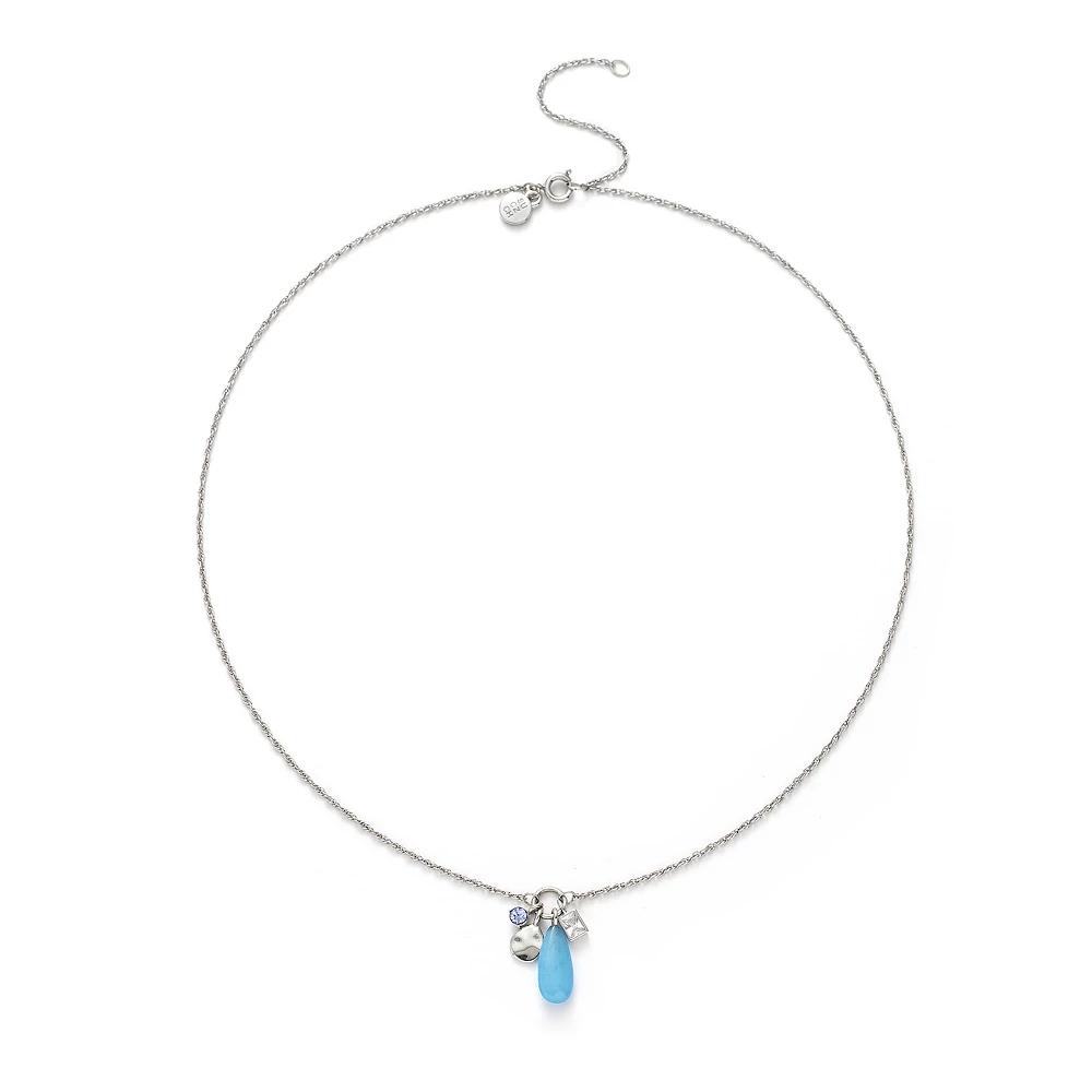 Power of Color Silver Plated Angelite & Blue Cubic Zirconia Necklace, Womens Product Image