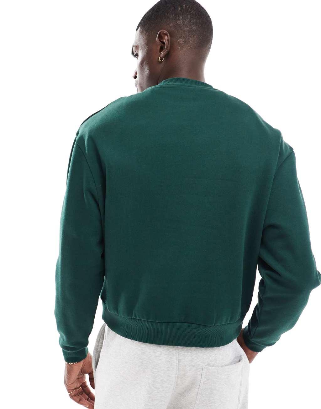 ASOS DESIGN essential boxy oversized sweatshirt in dark green Product Image