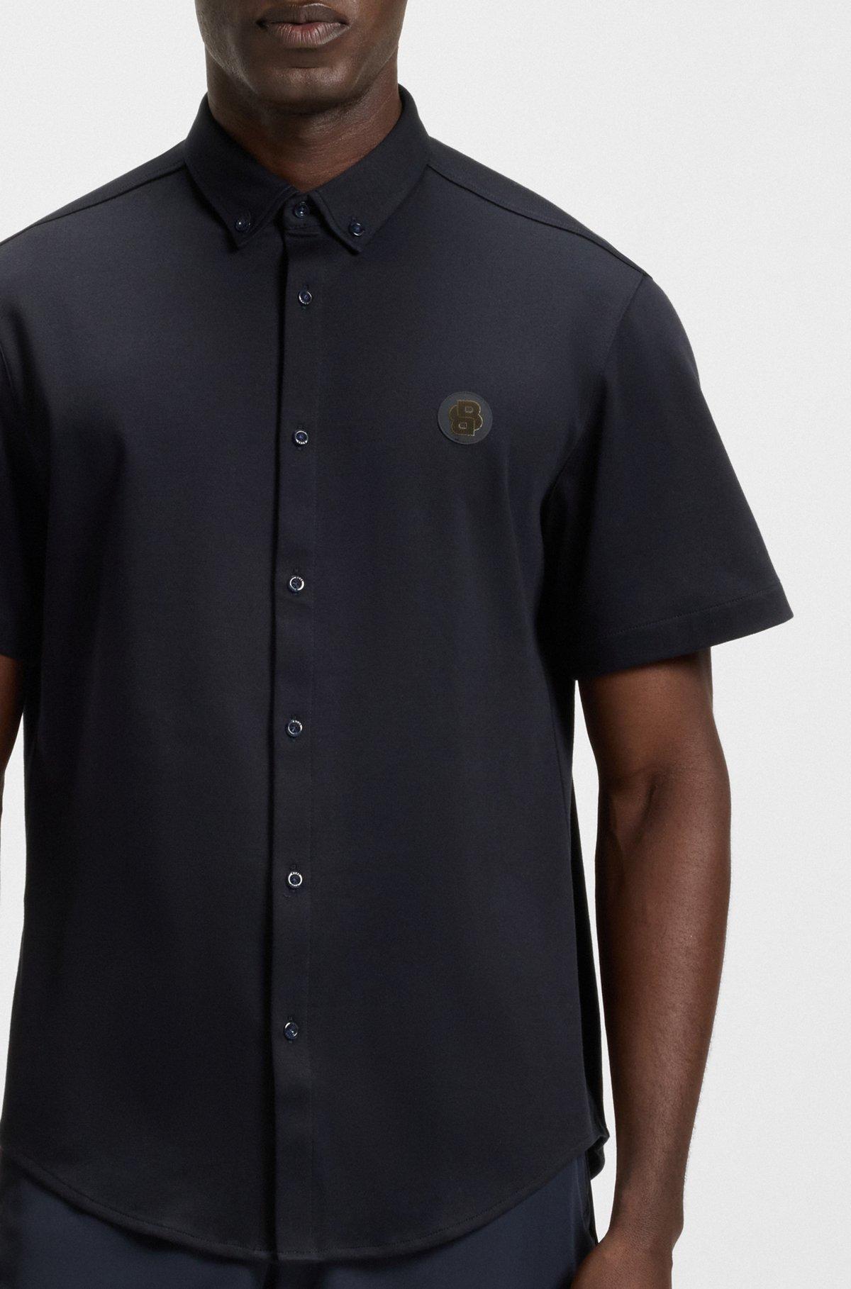 Regular-fit shirt in knitted cotton Product Image