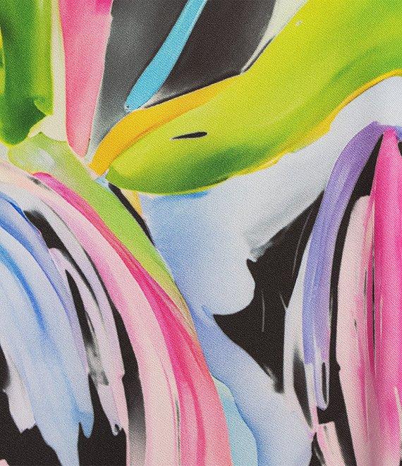 Caroline Rose Plus Coordinating Brilliant Bouquet Breezy Stretch Woven V-Neck 3/4 Sleeve Tunic Product Image