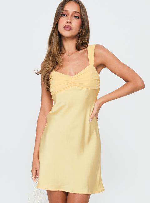 Star Gazer Ruched Mini Dress Yellow Product Image