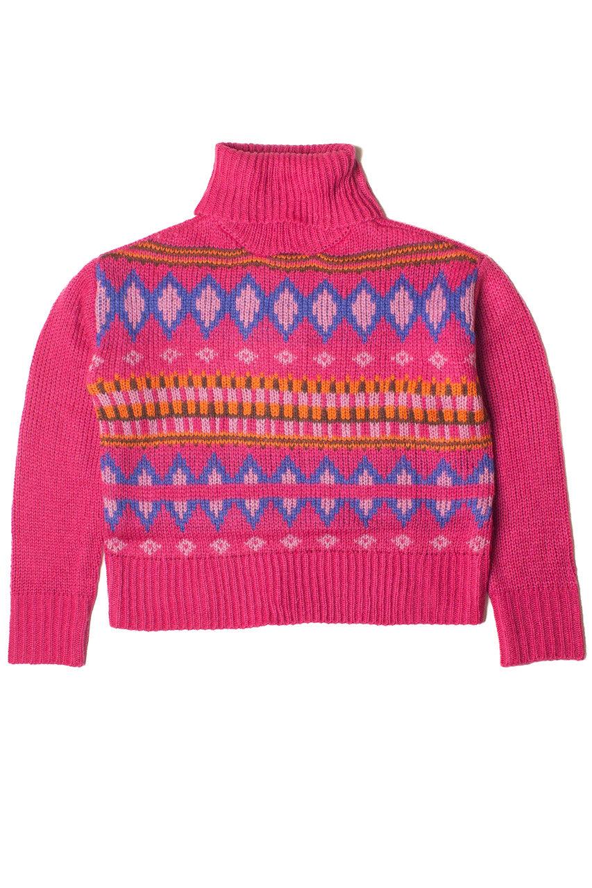 Fuchsia Fair Isle Turtleneck Sweater Product Image