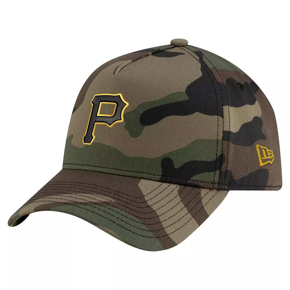 Men's New Era Camo Pittsburgh Pirates Woodland Team Pop 9FORTY A-Frame Adjustable Hat, Green Product Image