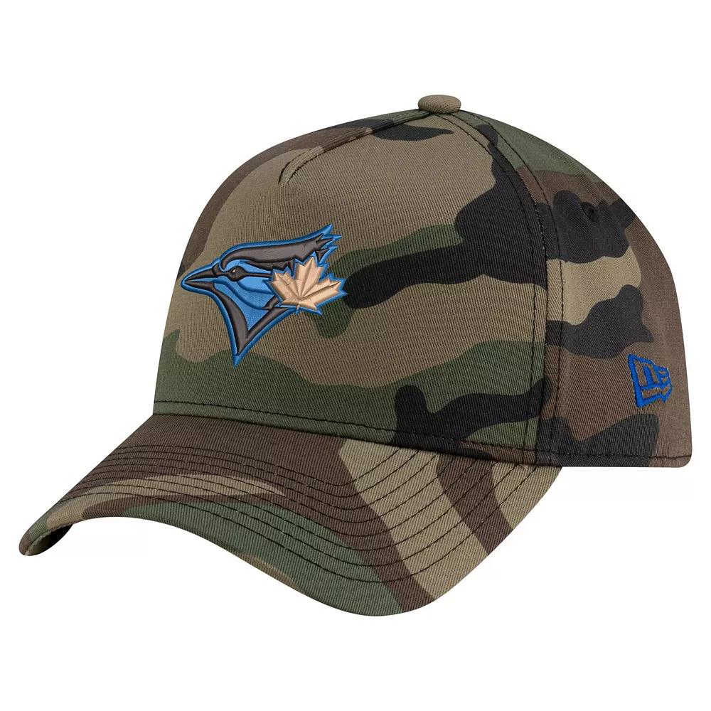 Men's New Era Camo Toronto Blue Jays Woodland Team Pop 9FORTY A-Frame Adjustable Hat, Jay Green Product Image