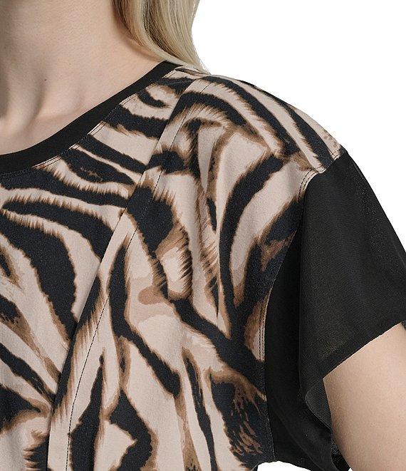 DKNY by Donna Karan Blurred Zebra Mix Media Dolman Sleeve Top Product Image