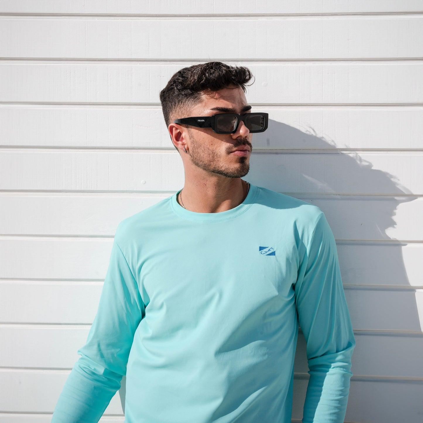 Bermies Men's Aqua Long Sleeve Tee Product Image