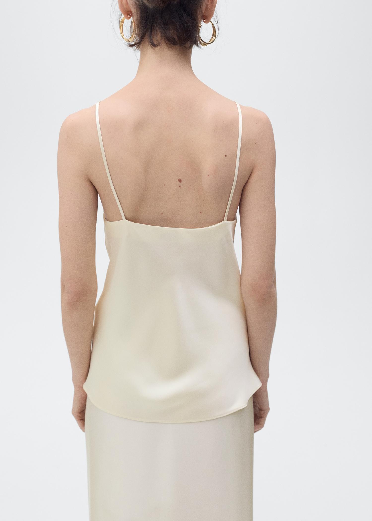 V-neck satin top - Women | MANGO USA Product Image