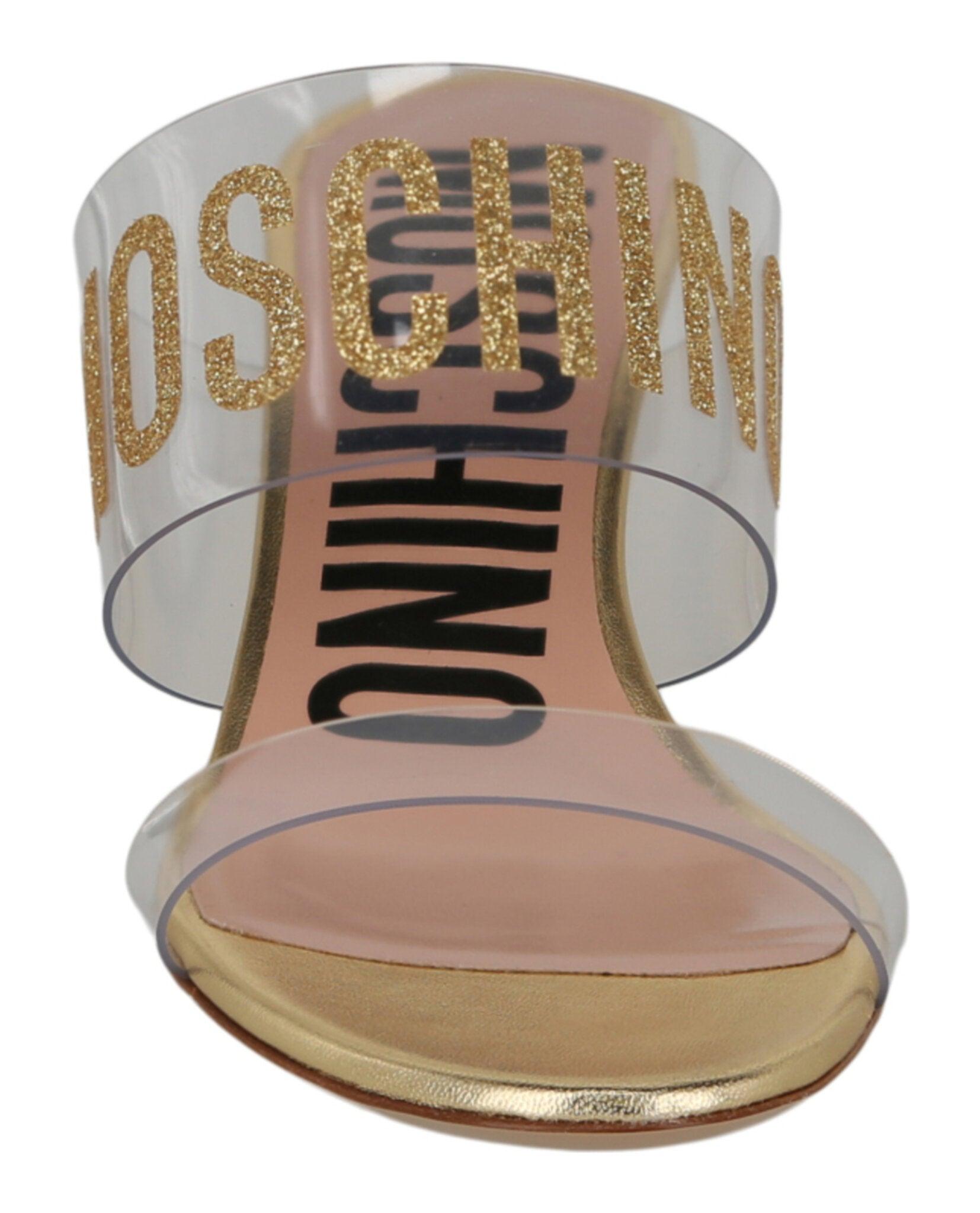 Moschino Glitter Logo Heel Sandals Female Product Image
