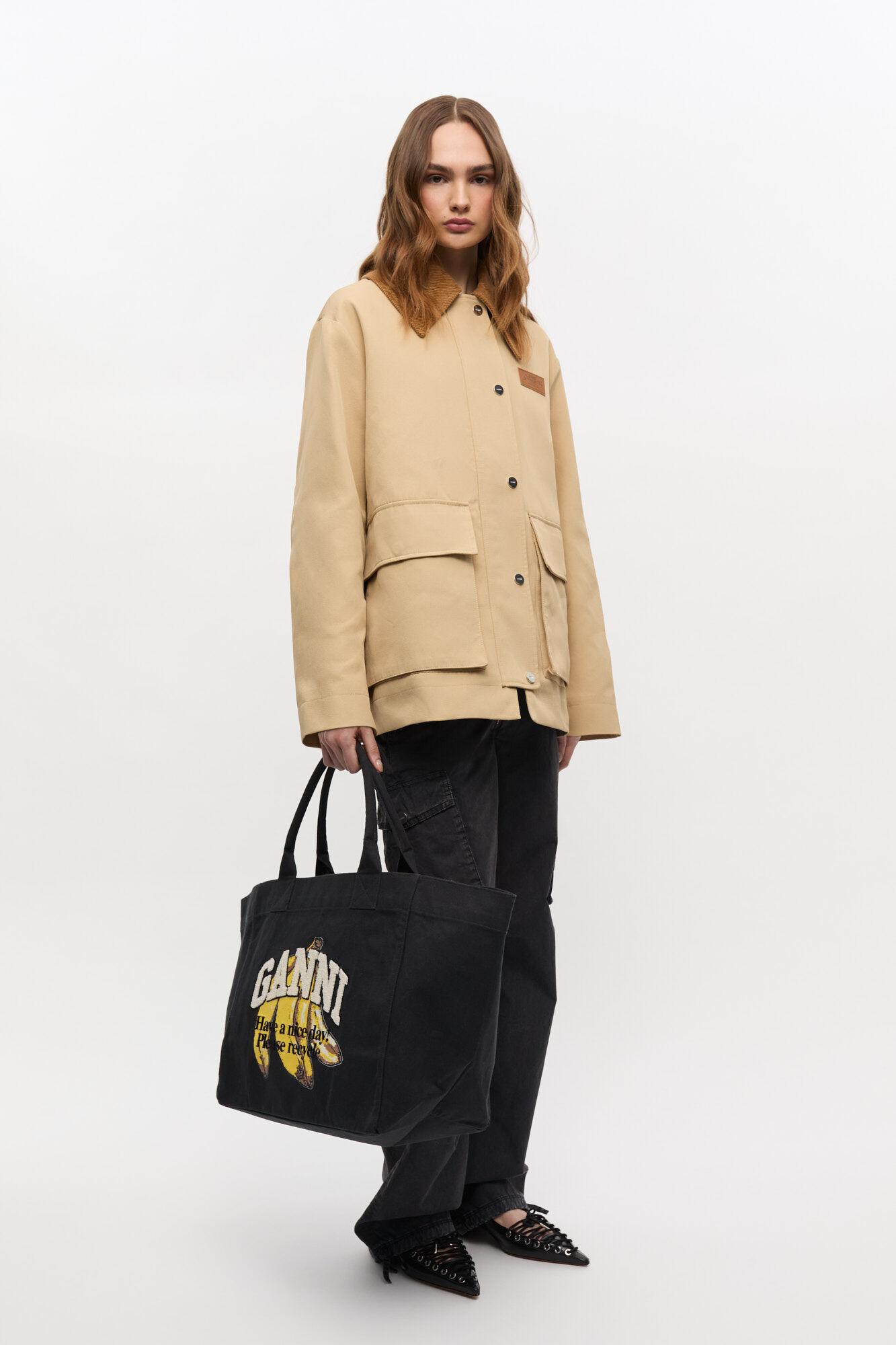 Black XXL Banana Print Tote Product Image