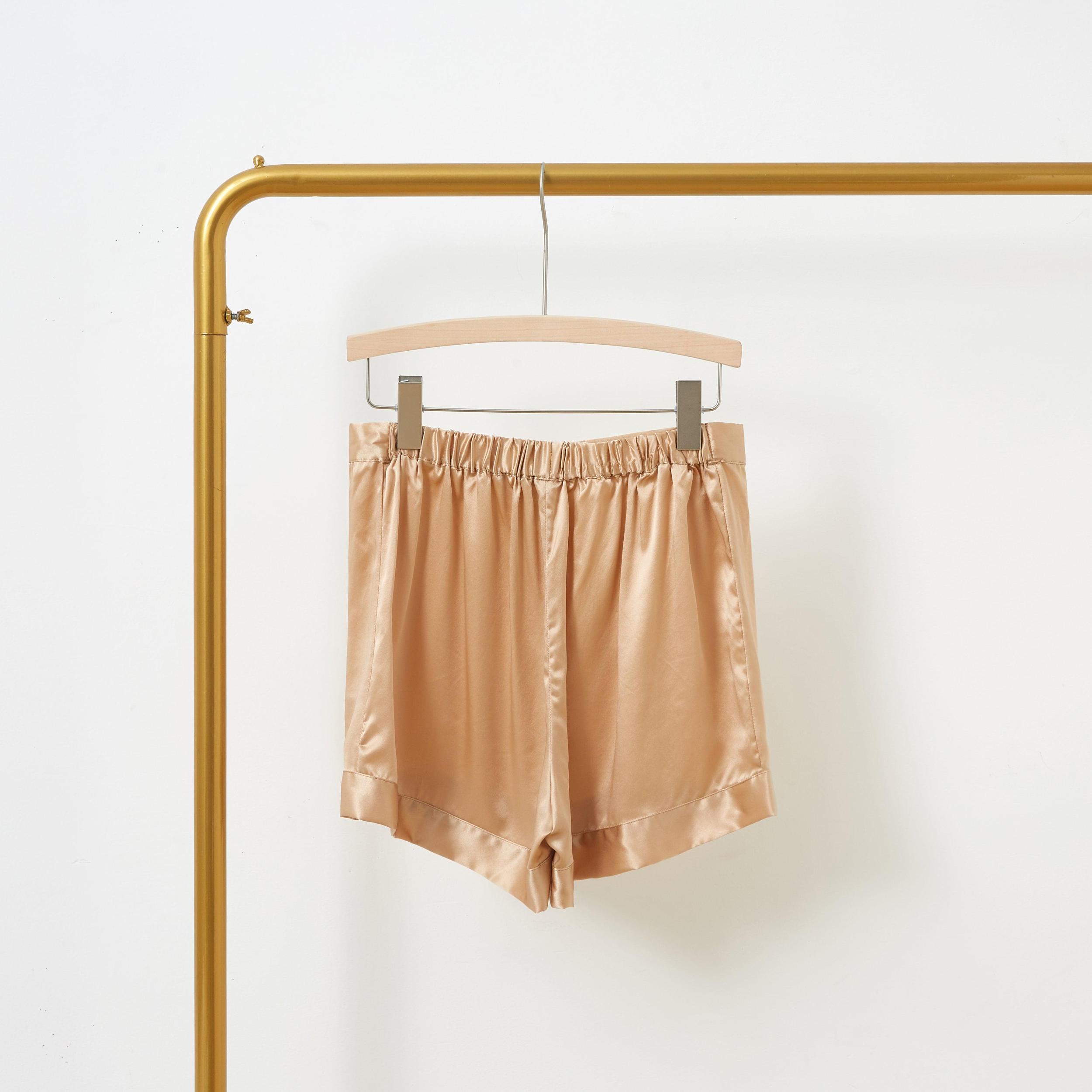 Champagne Pure Mulberry Silk Shorts | High-Waisted | 19 Momme | Soar Collection Product Image