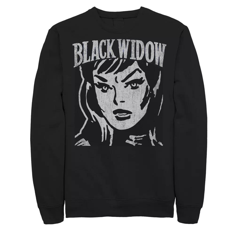 Men's Marvel Black Widow Retro Vintage Portrait Sweatshirt,  Product Image