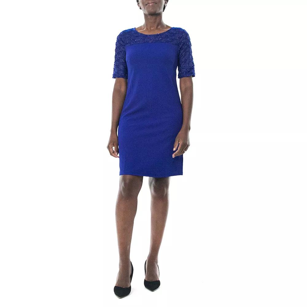 Women's Nina Leonard Elbow Sleeve Sheath Dress,  Product Image