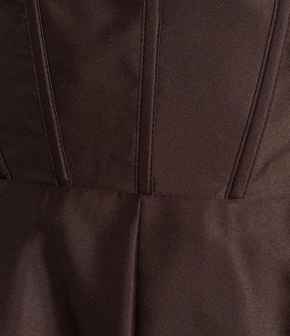 Blondie Nites Notch V-Neck Corset Pleated Tie Back Party Dress Product Image