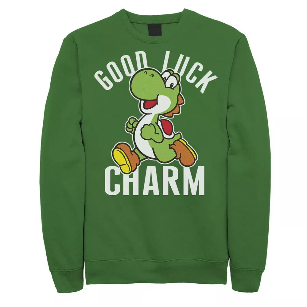 Men's Nintendo Super Mario St. Patty's Yoshi Good Luck Charm Sweatshirt, Size: 3XL, Kelly Product Image